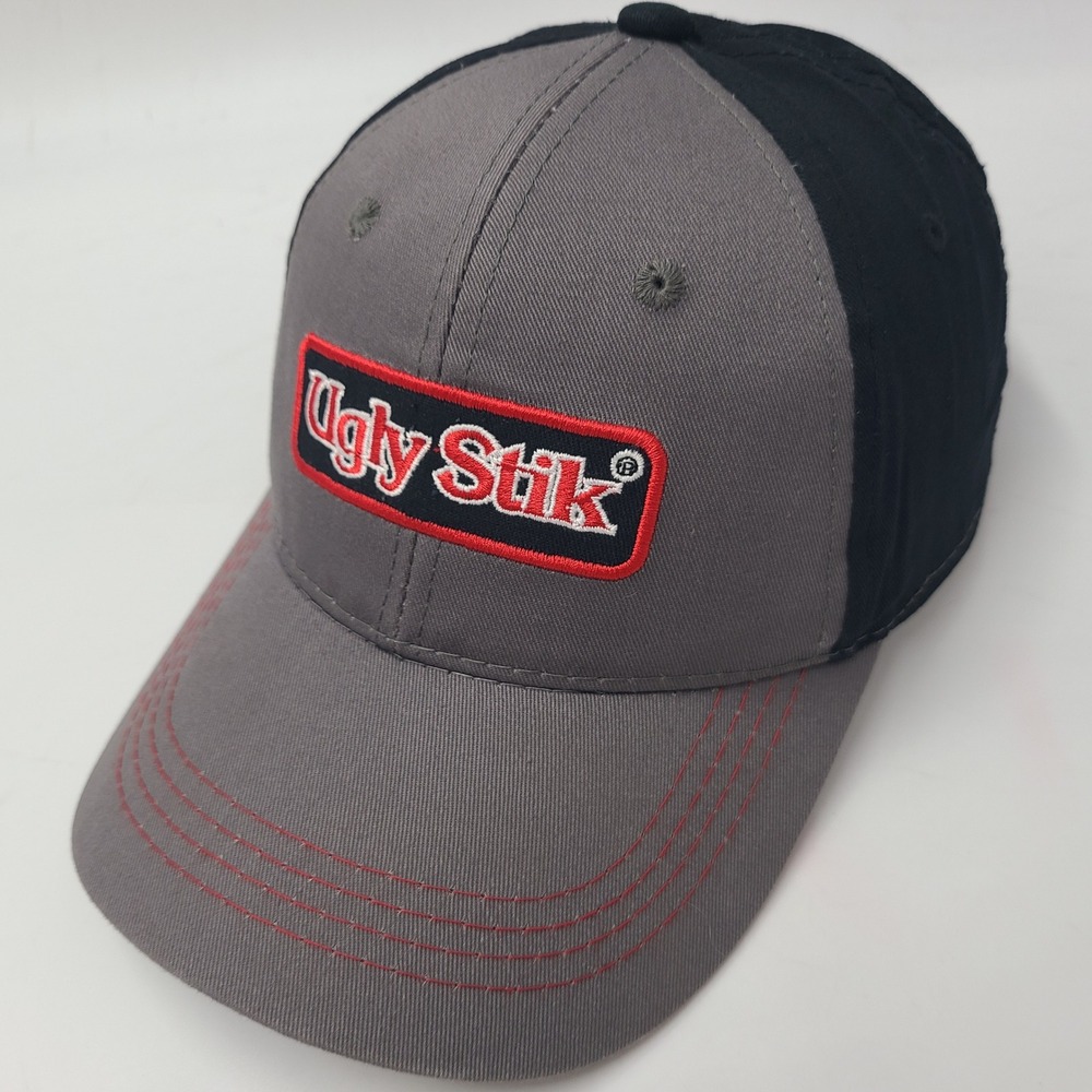 Ugly Stik Hat Adjustable Gray Black Red Fishing Hook Logo Outdoors Casual Men